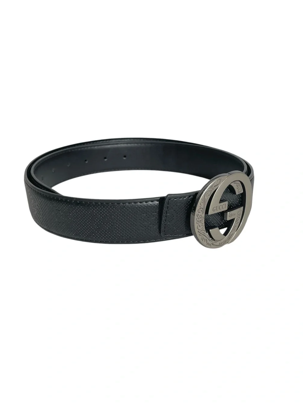 🖤Men’s Black Belt with Engraved Interlocking Buckle 🖤